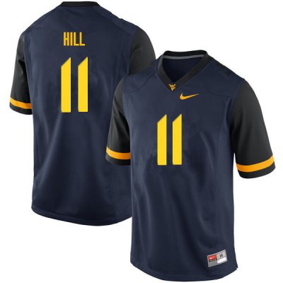 Men's West Virginia Mountaineers NCAA #11 Chase Hill Navy Authentic Nike Stitched College Football Jersey FI15D35LW